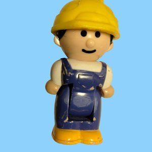 Fisher Price Little People Construction Worker Blue Overalls Hat toy